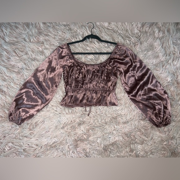 All in Favor Long Sleeve Textured Satin Top - Picture 5 of 7